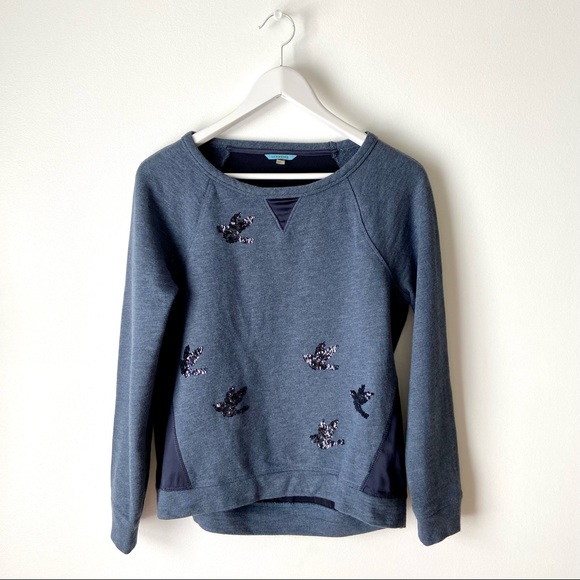 Anthropologie Tops - Anthropologie Leifnotes Blue Sequin Bird Top